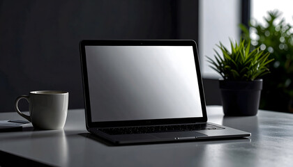 Fototapeta premium Minimal Workspace with Blank Tablet Screen
