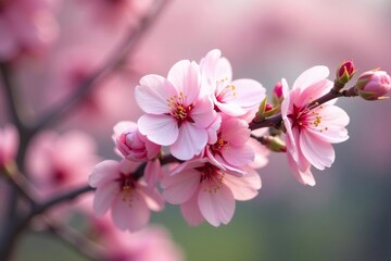 Obraz premium Delicate pink cherry blossoms, full bloom, soft petals , springtime, japanese, flowers