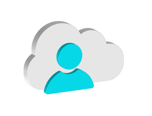 Obraz premium A simple cloud-shaped icon with an outline of a person's head inside,