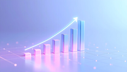 Glowing Upward Arrow Over Digital Grid Surface