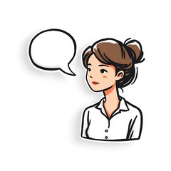 Fototapeta premium Speech Bubble with Working Woman Outline