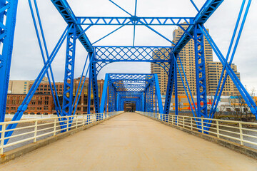 Blue Bridge Close-Up in Grand Rapids City Center