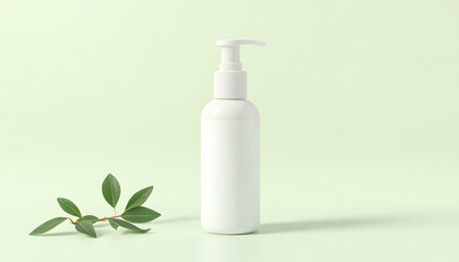 natural cosmetic cream , skincare blank bottle packaging, low-poly. White tone
