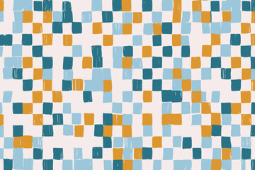 Abstract Multicolored Checkered Seamless Pattern with Distorted Chess Design Vector