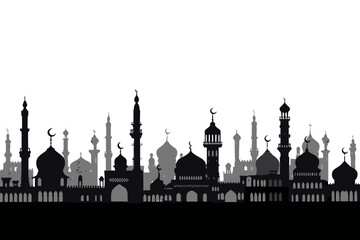Arabian City Black Silhouette Vector Skyline Middle Eastern Urban Landscape