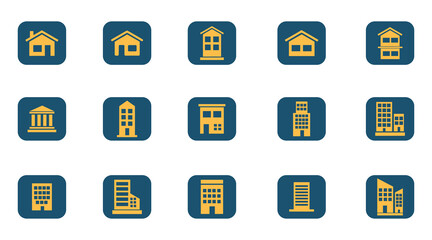 Collection of Building Icons Architectural Design Elements for Real Estate Branding