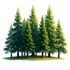 Fototapeta premium A Captivating Cluster of Cedar Trees, An Ode to Nature's Serenity and Tranquil Greenery in the Woods