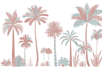 Colorful Hand-Drawn Palm Tree Vector Set � Stylized Tropical Coconut and Vintage Miami Palms Illustration