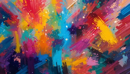 Naklejka premium Vibrant Abstract Background with Expressive Brushstrokes. Energetic Color Splash Texture in Artistic Style