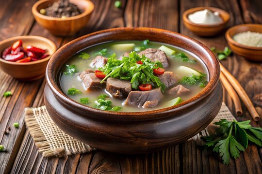 Boshintang Dog Meat Soup in Clay Bowl