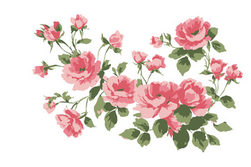Vintage Rustic Roses Vector Illustration Set � Hand-Drawn Watercolor Flower Collection for Wedding Designs