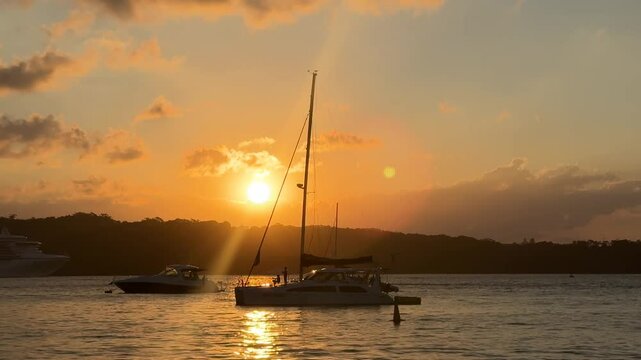 sunset in camp cove, watsons bay. sydney, australia