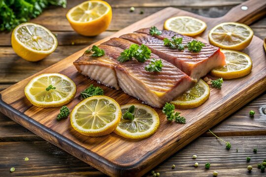 Cooked Hakarl on Wooden Cutting Board