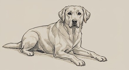 Fototapeta premium Labrador retriever sitting drawing
