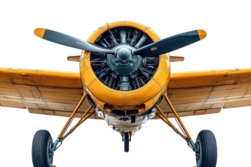 Classic red biplane captured on a transparent background showcasing vintage aviation design and engineering from the mid-20th century