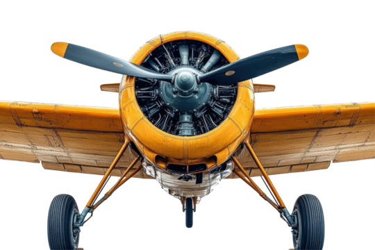 Classic red biplane captured on a transparent background showcasing vintage aviation design and engineering from the mid-20th century