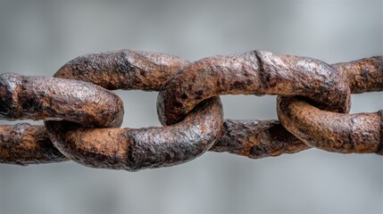 Fototapeta premium A stunning image of close-up of a Rusty Chain Link, An Aged Industrial Detail.