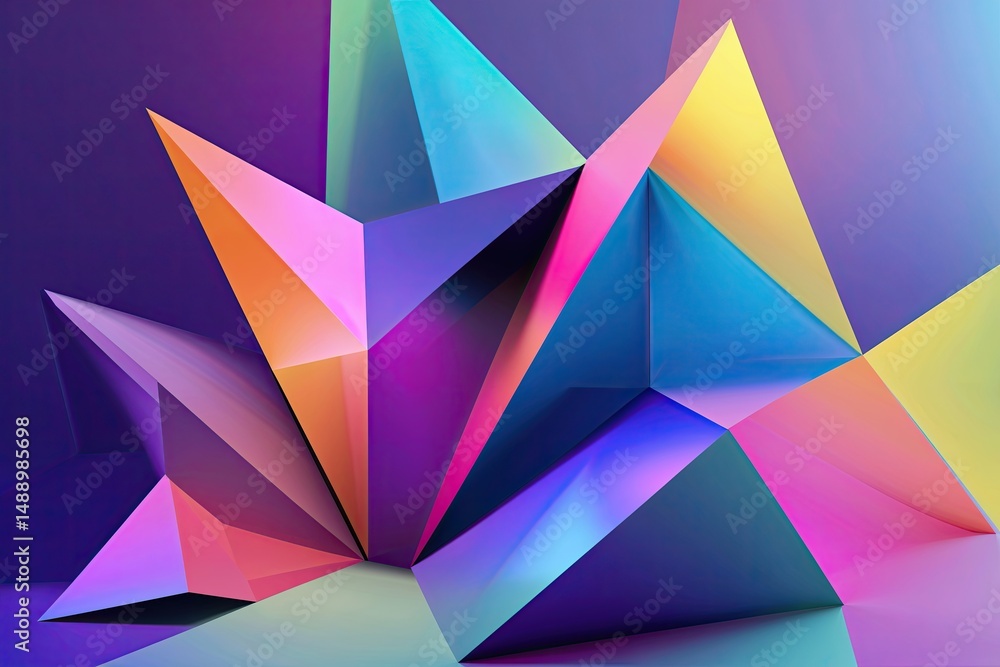Poster vibrant geometric background with smooth hazy gradients and multicolored tones