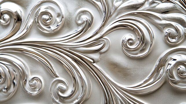 Abstract luxury wishcard swirling silver patterns on ivory texture elegant and rich style no text Adobe Stock compliant