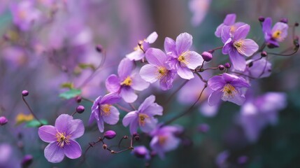 Obraz premium A stunning image of delicate Purple Flowers in Full Bloom.