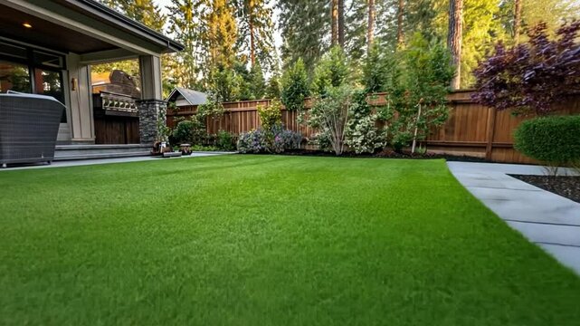Lush Green Backyard Oasis: Modern Home Landscaping