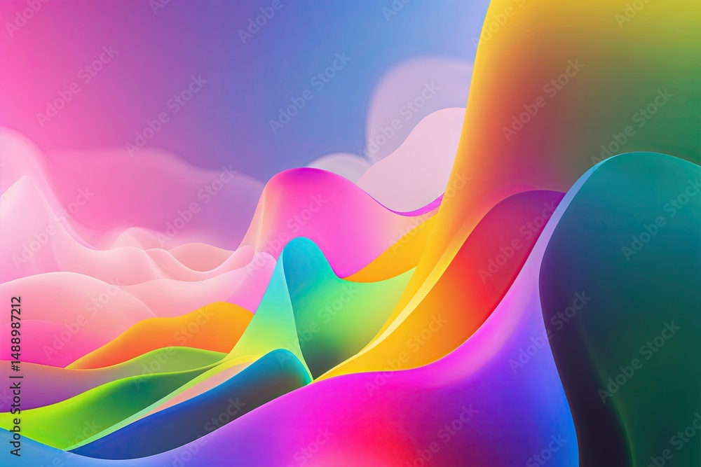 Poster vibrant colorful abstract background featuring gradient layers and soft fog effects