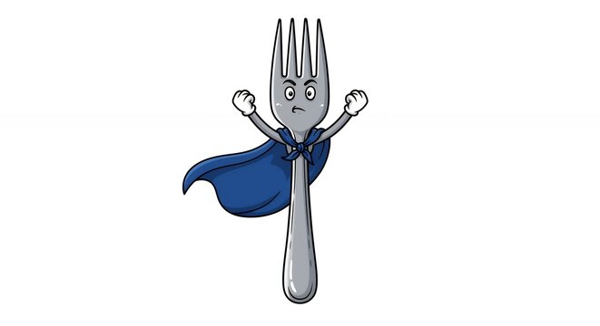 Superhero fork illustration