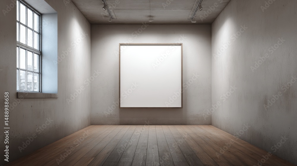 Aufkleber a stunning image of empty gallery space with blank frame.