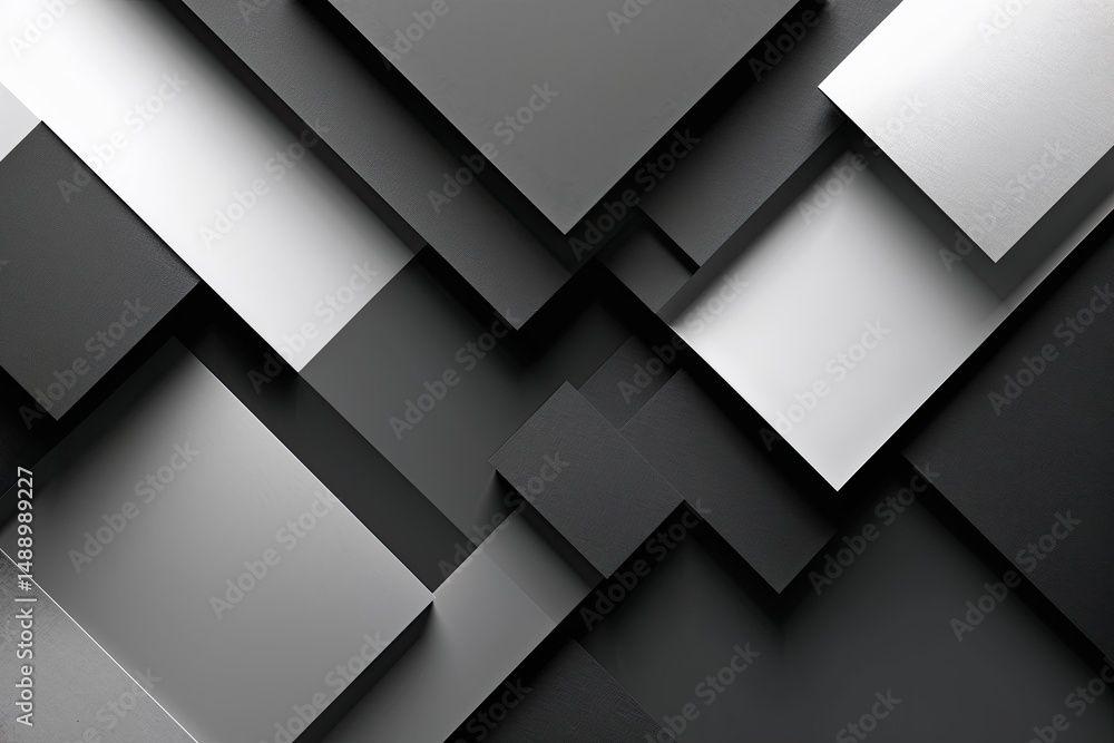 Poster monochrome gradient background with geometric layers and halftone design for modern decor and creati
