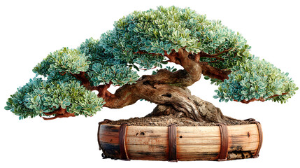 Fototapeta premium Bonsai Tree Miniature Tree Green Foliage Aged Wood Asian Plant Tranquil Nature Decorative