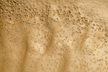 Background texture of brown mud deposits with holes. For graphic design, 3D rendering and banner backgrounds