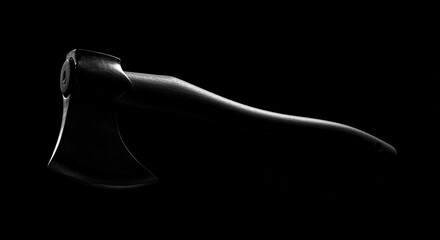 Axe Head Silhouette Darkness Sharp Edge Tool Wood Handle Hatchet Minimalism Blade Survival Camping