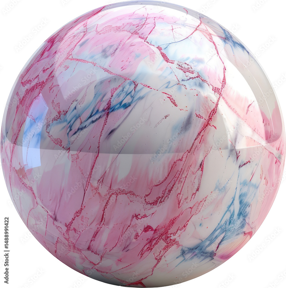 Poster vibrant, round object with a marble-like design in shades of pink, blue, and white. the texture and 