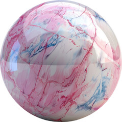 Vibrant, round object with a marble-like design in shades of pink, blue, and white. The texture and pattern are visually engaging and appear to be digitally created.