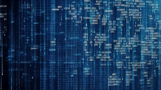 Abstract Digital Matrix: Binary Code Rain Visualization
