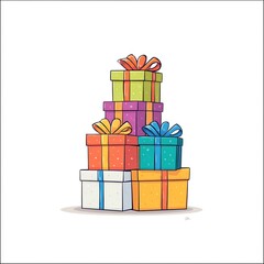 Fototapeta premium stack of birthday presents isolated