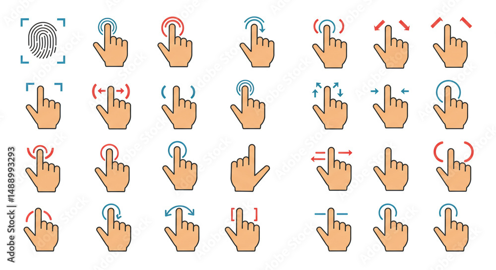 Poster touch gestures fingerprint recognition interaction mobile interface touchscreen digital hand