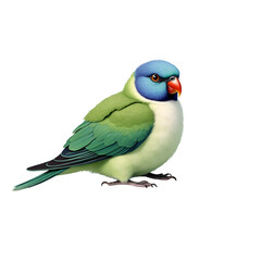 Obraz premium A highly detailed and realistic illustration of a blue crowned bird exhibiting vibrant green feathers and a striking orange beak perched