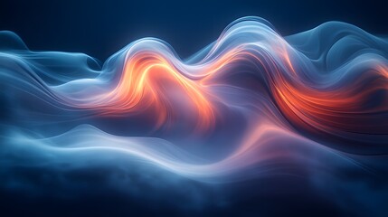 Fototapeta premium abstract image of a wave of orange and blue smoke
