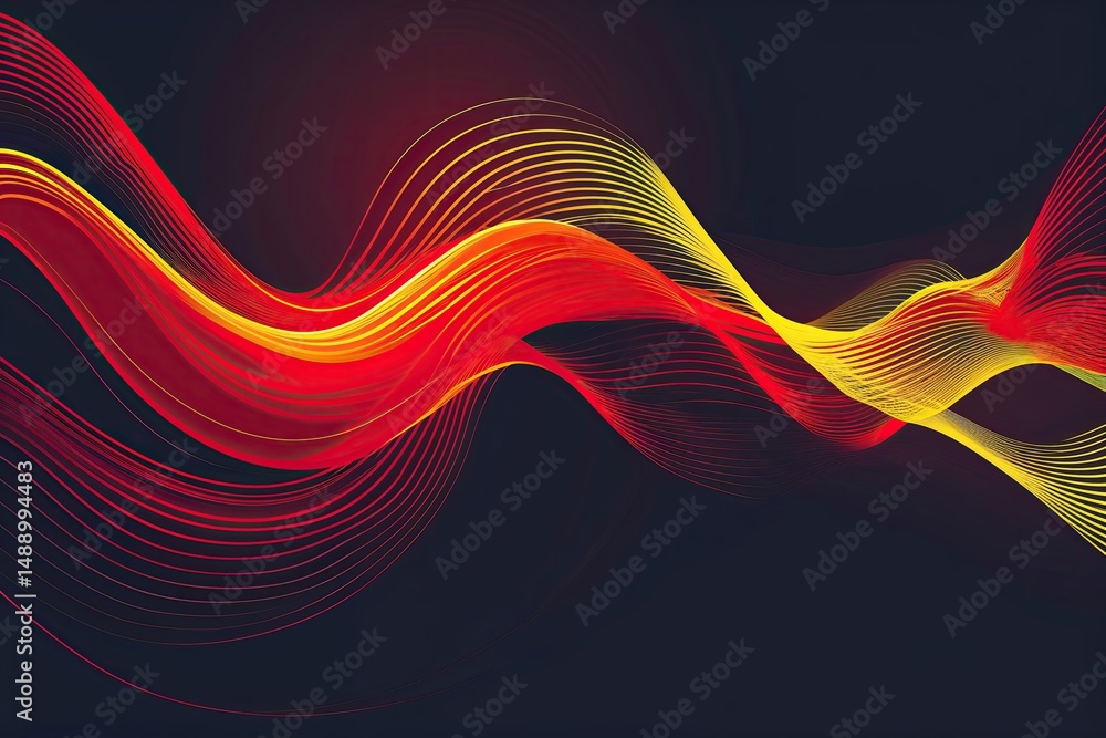 Poster vibrant red and yellow color wave design collection for modern backgrounds with dynamic flow and rhy