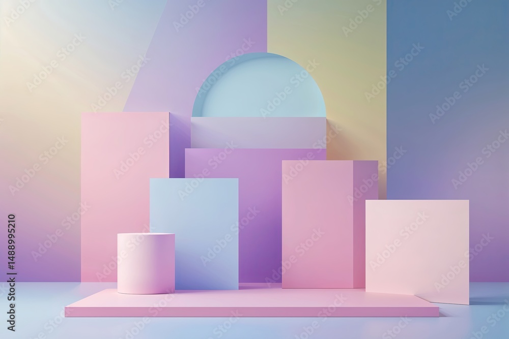 Aufkleber pastel geometric background with gradient layers and soft haze effect