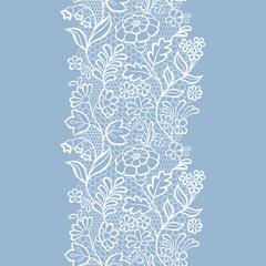 White vintage trim on blue background
