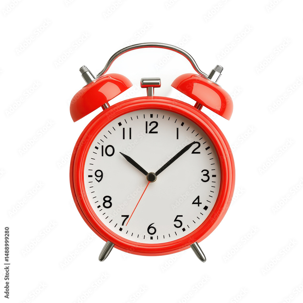 Aufkleber bright red alarm clock on a clean transparent background captures a simple moment of timekeeping, re