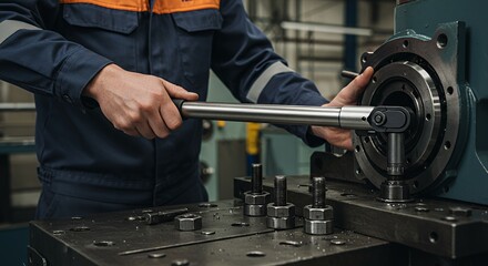 Precision Engineering: A Mechanic Uses a Torque Wrench