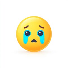 Fototapeta premium Crying Emoji with Big Blue Tears
