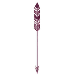 Contemporary Arrow with Clear Vector Lines in Rich Purple Isolated on Transparent Background