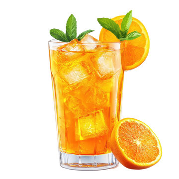 Refreshing orange crush cocktail served with fresh orange slices on a Transparent background, orange crush cocktail isolated on PNG background