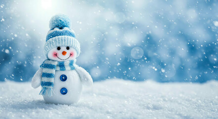 Fototapeta premium Snowman Winter Holiday Snow Christmas Cute Festive Background Scenery