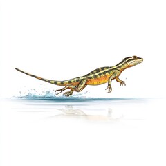 Fototapeta premium Basilisk lizard running on water