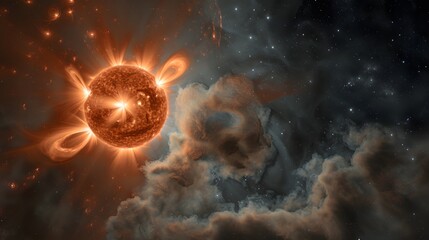 Obraz premium image of a sun in the sky with clouds